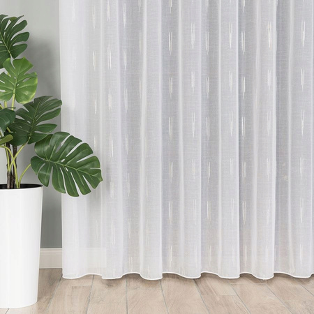 Firany z Ołowianką Firana Na Taśmie Biała Srebro Beż Wzór sz.260x240