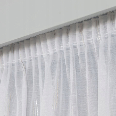 Firany z Ołowianką Firana Na Taśmie Biała Srebro Beż Wzór sz.260x240