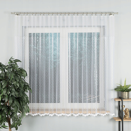 Firany Do Salonu Kuchni Rozmiary Firanka Haftowana Biała Z Taśmą sz.460x220