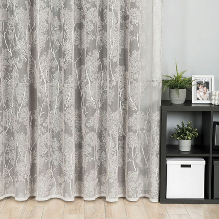 Firana Szara Żakardowa Ozdobna Z Taśmą sz.480x240