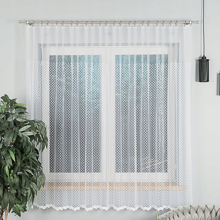 Firany Do Salonu Kuchni Rozmiary Firanka Haftowana Biała Z Taśmą sz.460x220