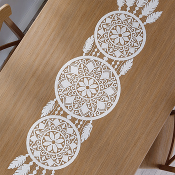 Bieżnik Żakardowy Łapacz Snów Biały sz.36/dł.140cm