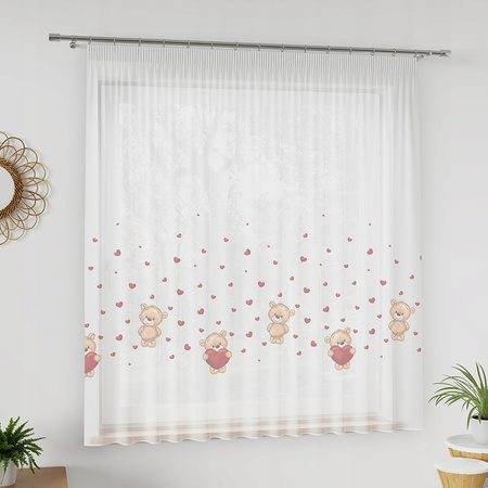 Firana Gotowa Dziecięca Woal Misie Taśma sz500x155