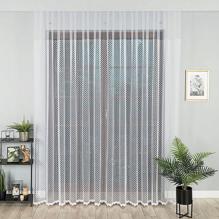 Firany Do Salonu Kuchni Rozmiary Firanka Haftowana Biała Z Taśmą sz.460x245