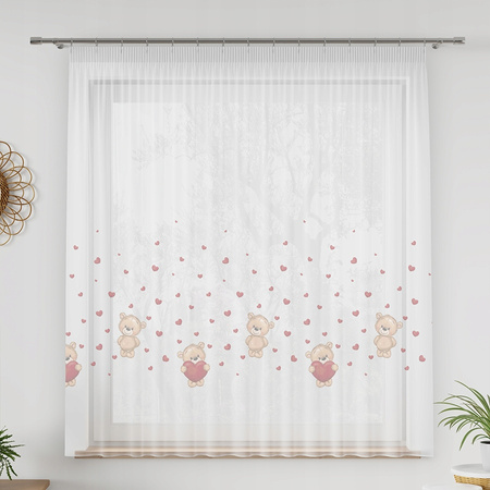 Firana Gotowa Dziecięca Woal Misie Taśma sz500x155