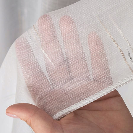 Firany z Ołowianką Firana Na Taśmie Biała Srebro Beż Wzór sz.260x240