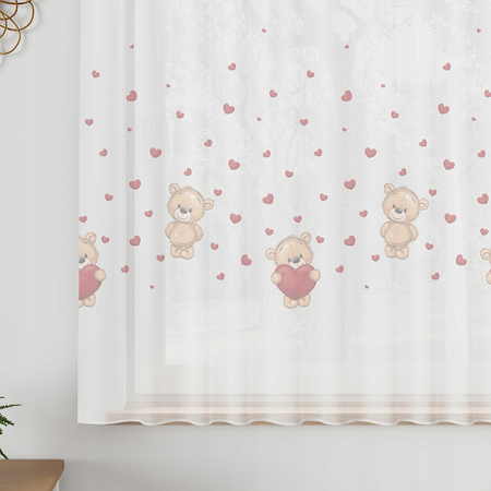 Firana Gotowa Dziecięca Woal Misie Taśma sz500x155