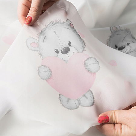 Firana Gotowa Dziecięca Woal Misie Taśma sz600x155