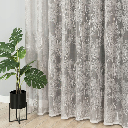 Firana Szara Żakardowa Ozdobna Z Taśmą sz.480x240