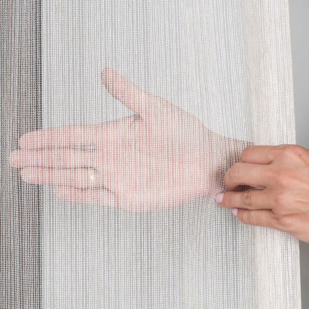 Firany Na Żabki Z Taśmą Firana Siatka Biała Ze Złotym Błysk Styl sz340x290