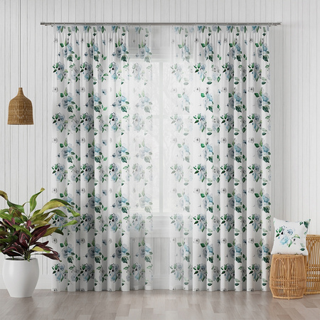 Zasłona sz 140x210 Kwiat Róża Z Taśmą Marszczącą