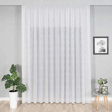 Firany z Ołowianką Firana Na Taśmie Biała Srebro Beż Wzór sz.260x240