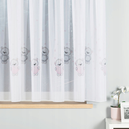 Firana Gotowa Dziecięca Woal Misie Taśma sz600x155