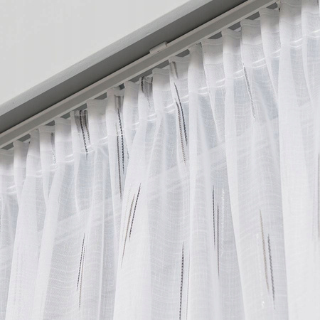 Firany Z Taśmą Marszczącą Firana Do Salonu Biała Szary Srebrny sz.120x270