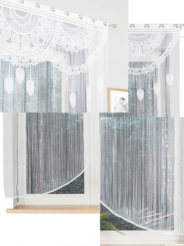 Makrama Gotowa Żakardowa Ozdoba Okna Biała 160x160