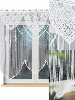 Makrama Gotowa Żakardowa Firana Biała 160x160cm