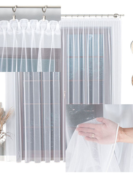 Firana Biała Z Taśmą Grecki Tiul Lekka sz.500x230