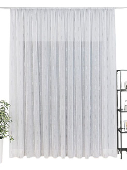 Firany Z Taśmą Marszczącą Firana Do Salonu Biała Szary Srebrny sz.100x110