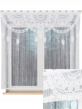 Żakardowa Makrama Biała Gotowa Firana Boho 160x160