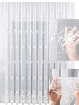 Firana Mało Podatna na Zagniecenia Z Etaminy Haftowana z Taśmą szer.240x260