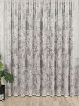 Firana Szara Żakardowa Ozdobna Z Taśmą sz.480x240