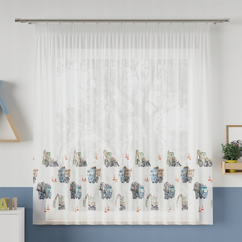 Firana Gotowa Dziecięca Woal Auta sz340x155