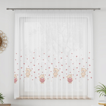 Firana Gotowa Dziecięca Woal Misie Taśma sz500x155
